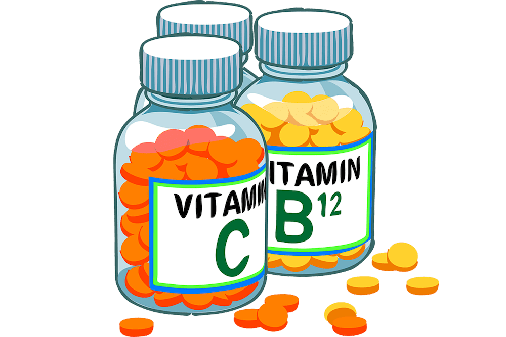 Grafik zwei Flaschen mit Vitaminen